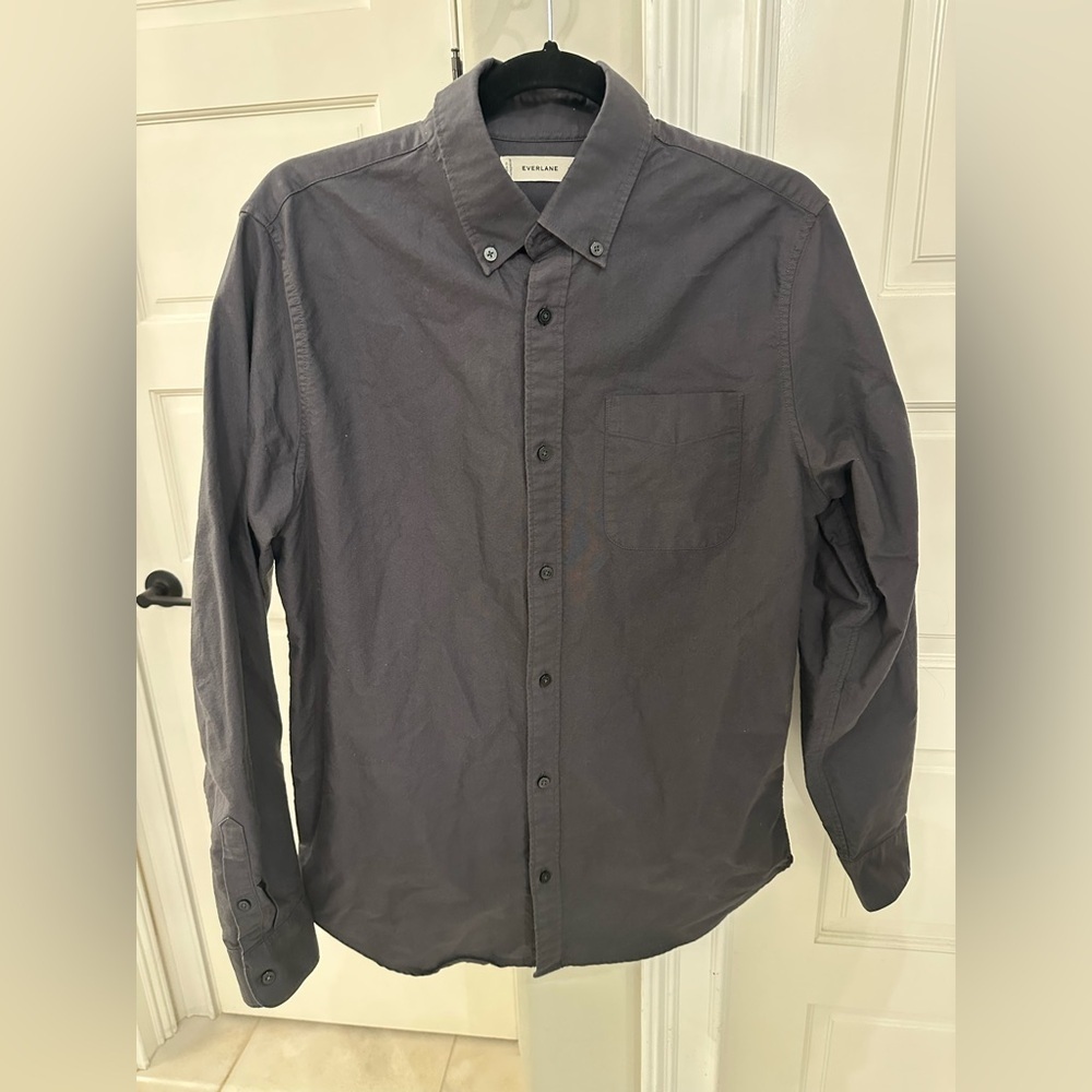 Everlane Men’s M Tall Classic Oxford Button Down Shirt Heavy Organic Cotton Gray